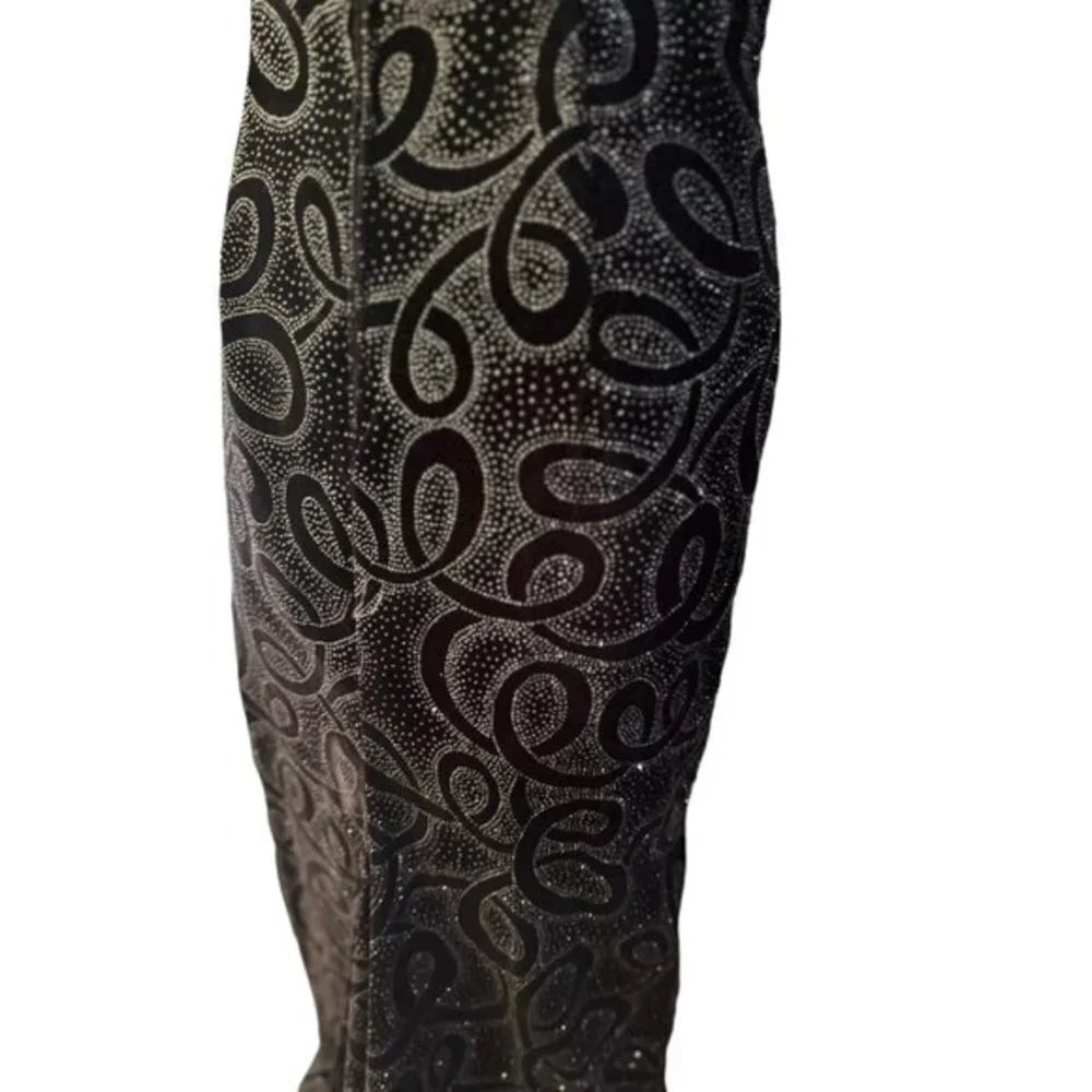 Vintage Scott McClintock 90s Glittery Black Velvet Shimmer Maxi Dress Womens 14 - Picture 9 of 15